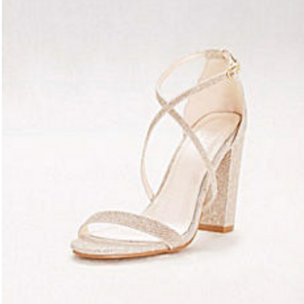 David's Bridal Crisscross Strap Block Heel Sandals